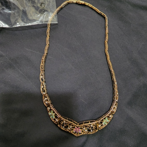 18k on SS floral design with various precious stones - Picture 1 of 4